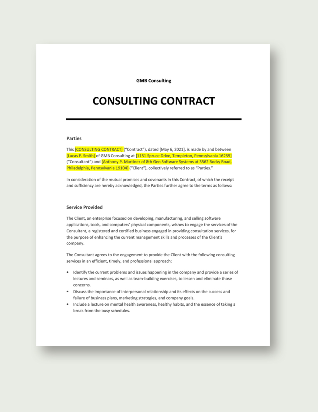Consulting Contract