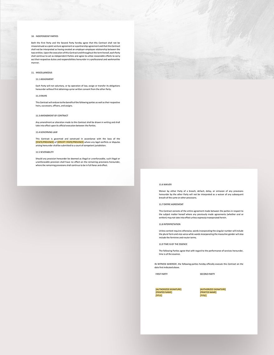 Sample Business Contract Template