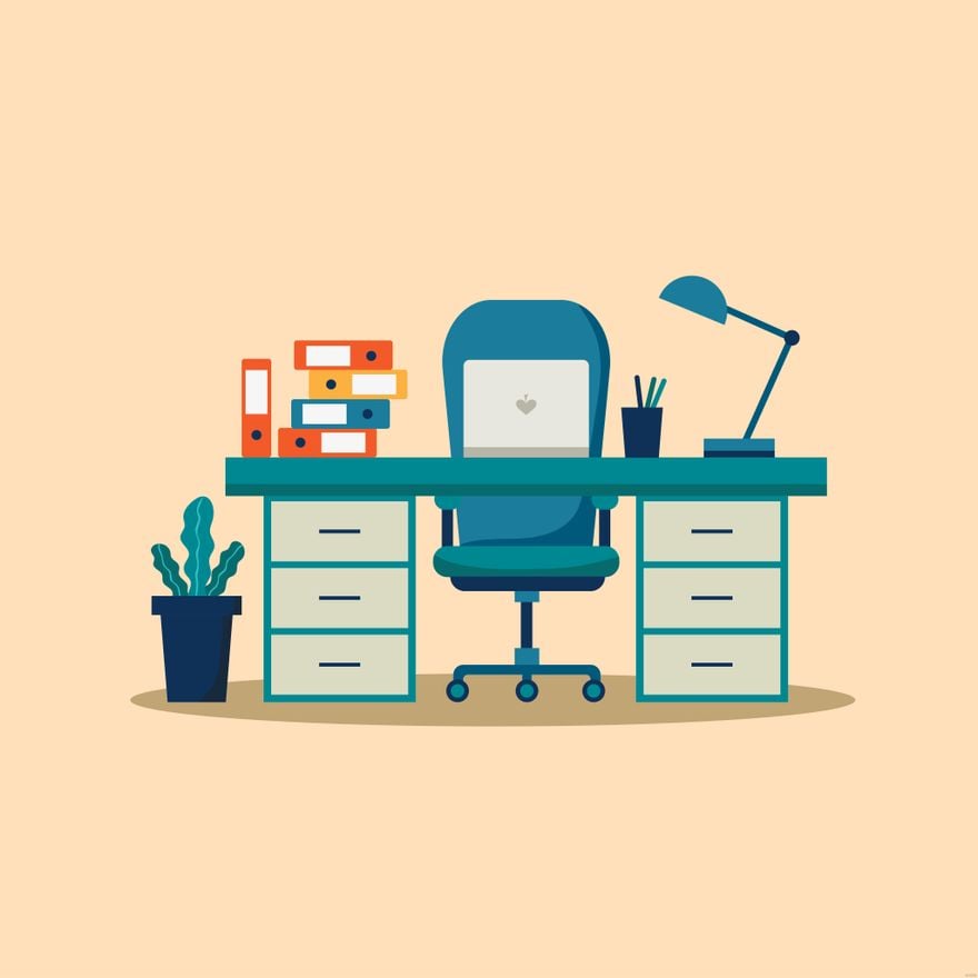 Office Table Illustration in Illustrator, EPS, SVG, JPG, PNG