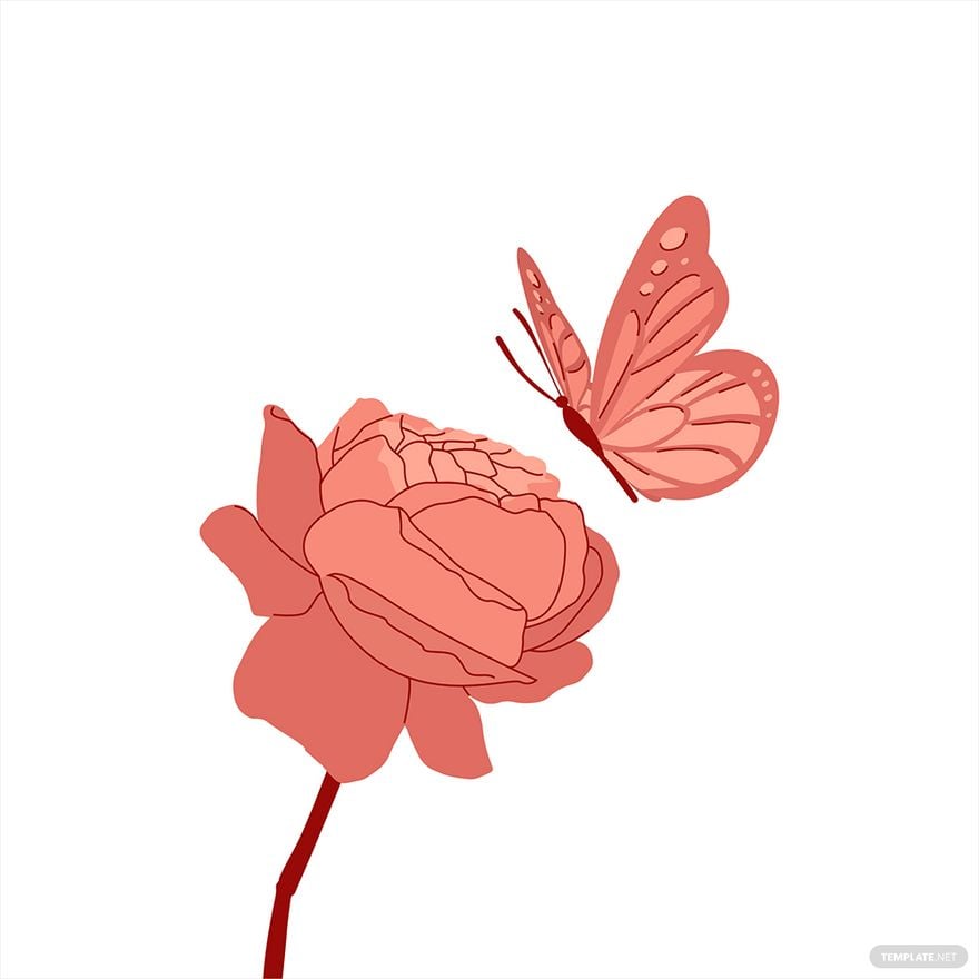 Rose With Butterfly Vector in Illustrator, EPS, SVG, JPG, PNG