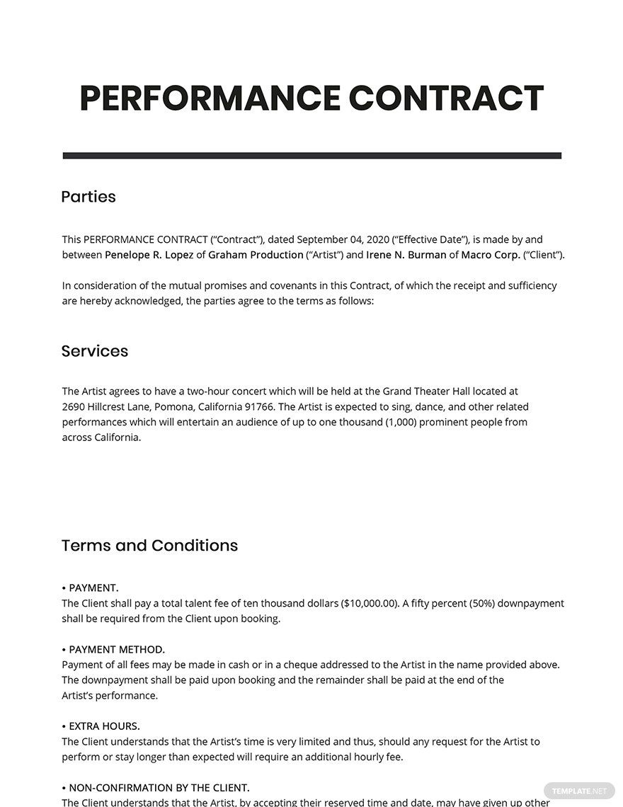 Artist Commission Contract Template Google Docs Word Template net