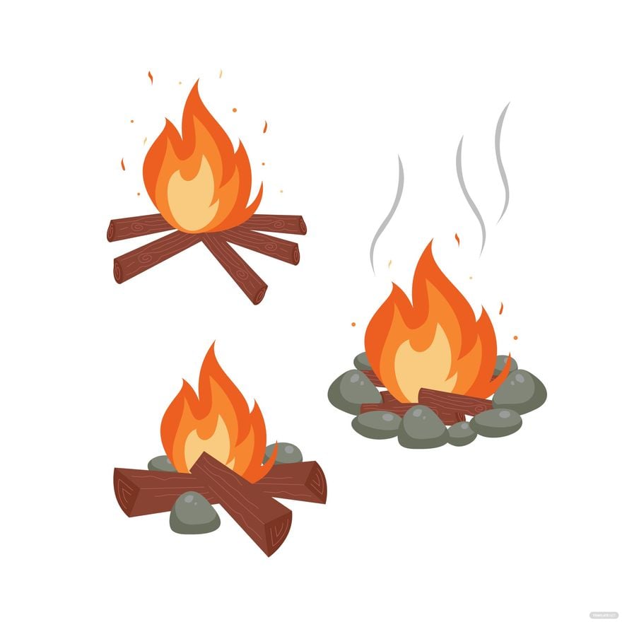 Camp Fire Vector in Illustrator, EPS, SVG, JPG, PNG