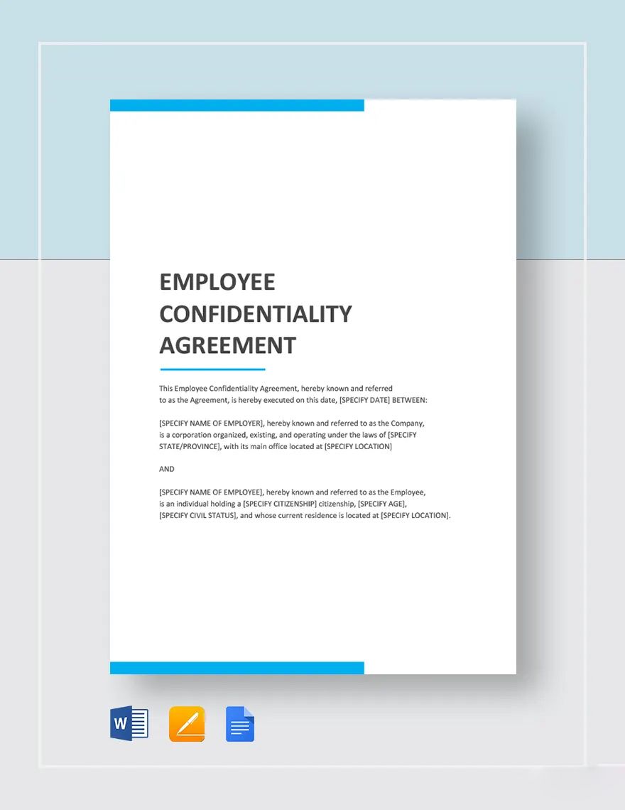 Sample Employee Confidentiality Agreement Template