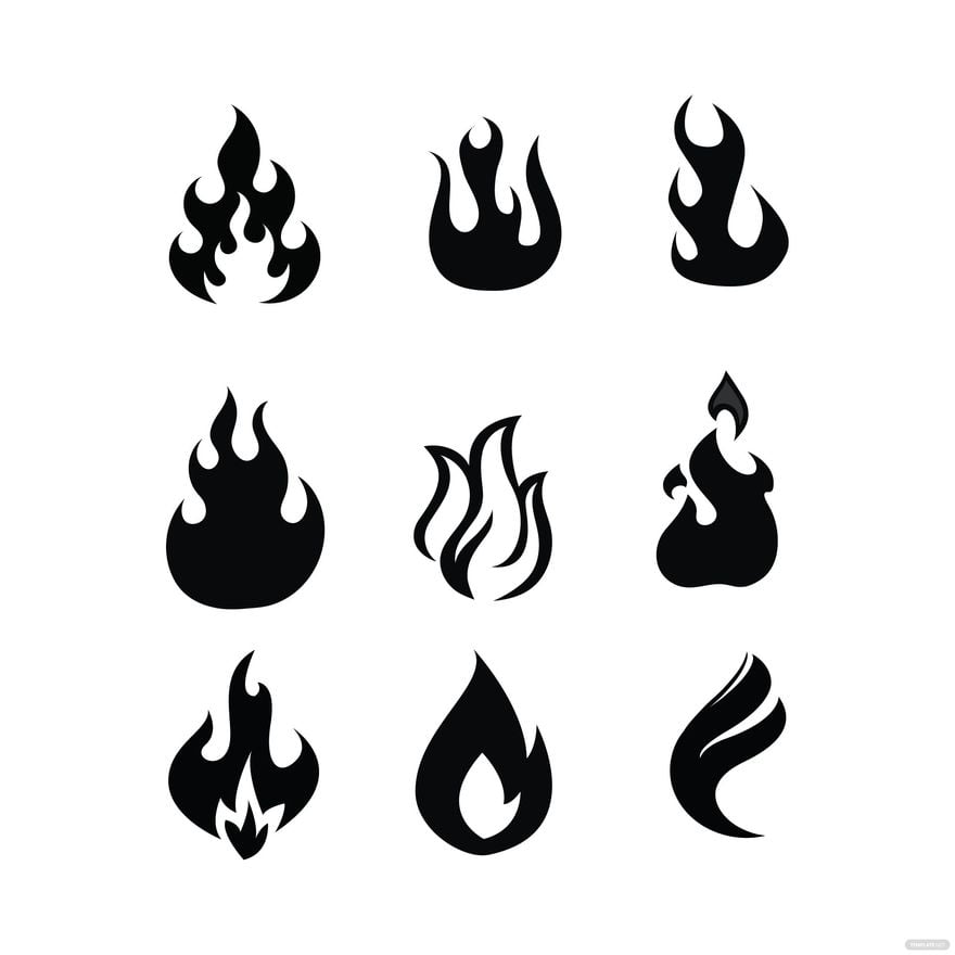 Black And White Fire Vector in Illustrator, EPS, SVG, JPG, PNG
