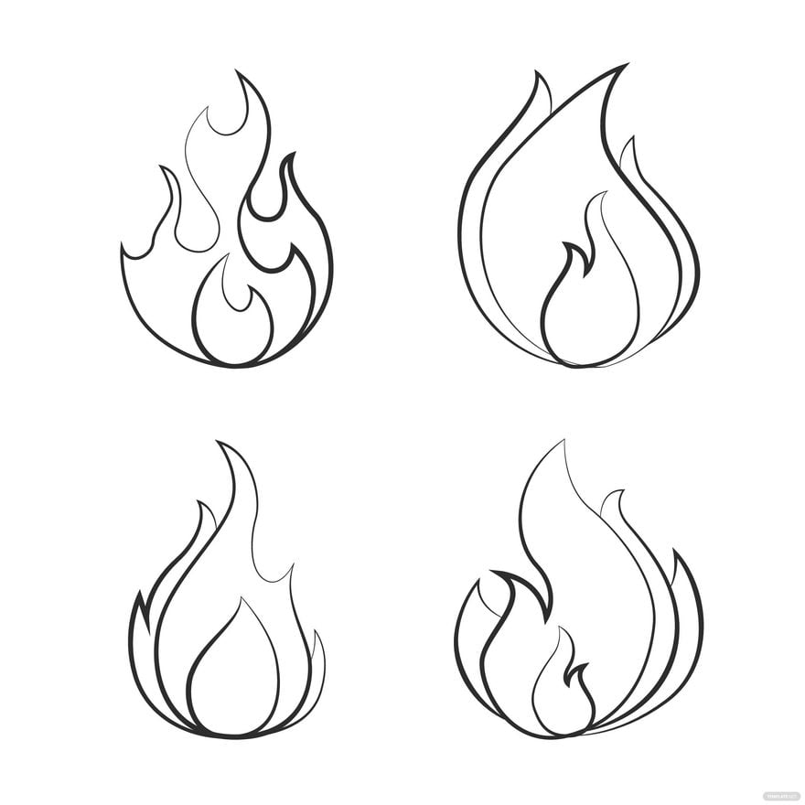 Flame Outline Vector in Illustrator, EPS, SVG, JPG, PNG