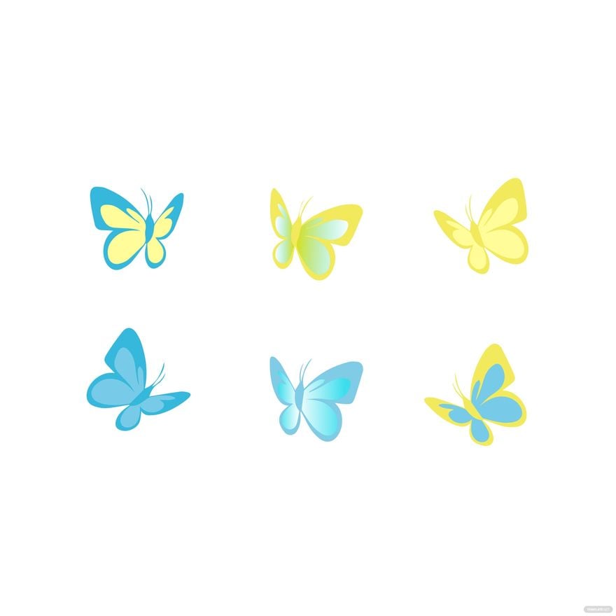 Free Blue and Yellow Butterfly Vector in Illustrator, EPS, SVG, JPG, PNG