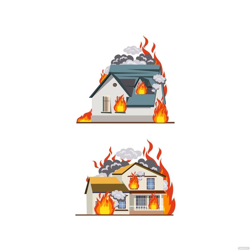 House Fire Vector in Illustrator, EPS, SVG, JPG, PNG