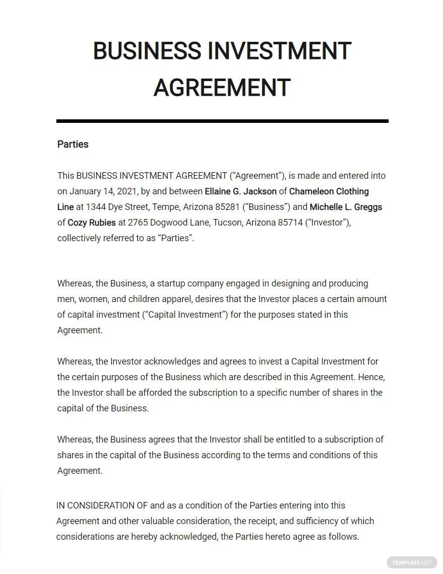 Business Investment Agreement 