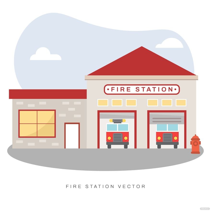 Fire Station Vector in Illustrator, EPS, SVG, JPG, PNG