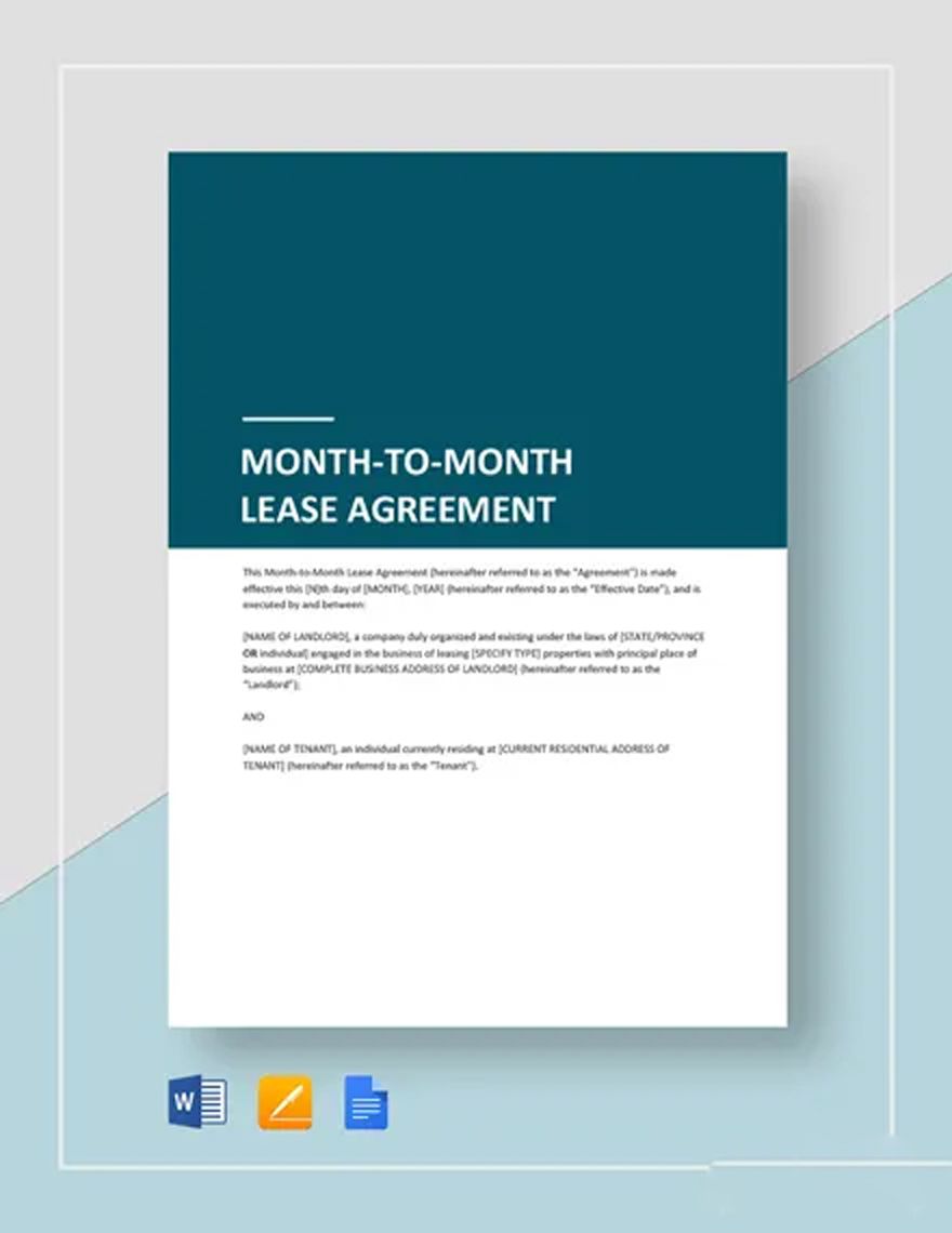 Free Month To Month Lease Agreement Template Download In Word Google Docs Apple Pages