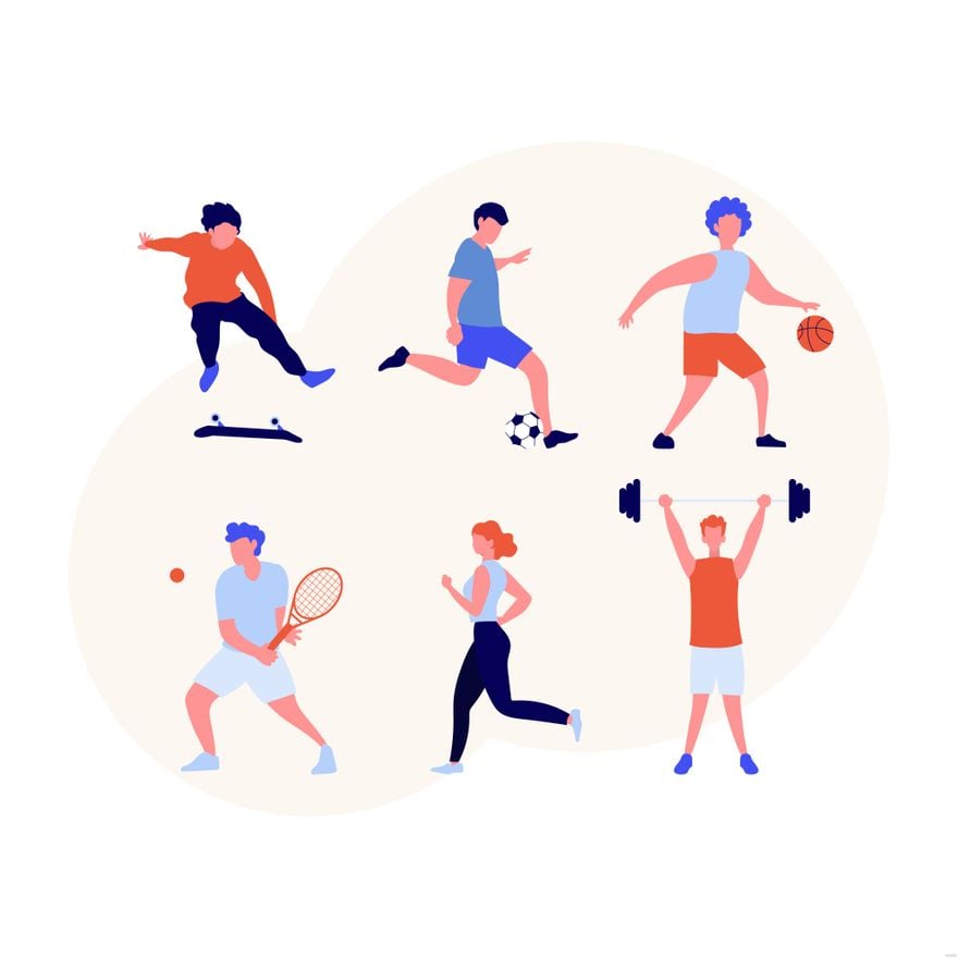 Sports People Illustration in Illustrator, EPS, SVG, JPG, PNG