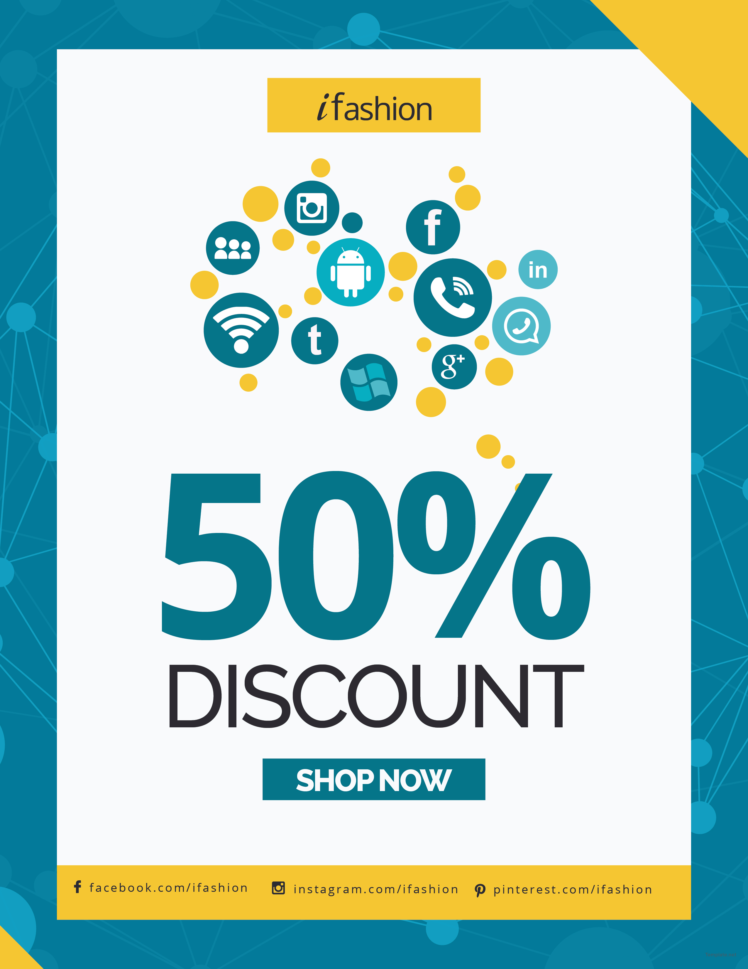 Free Social Media Discount Flyer Template In Adobe Photoshop Microsoft Word Microsoft Social Flyer Word Template