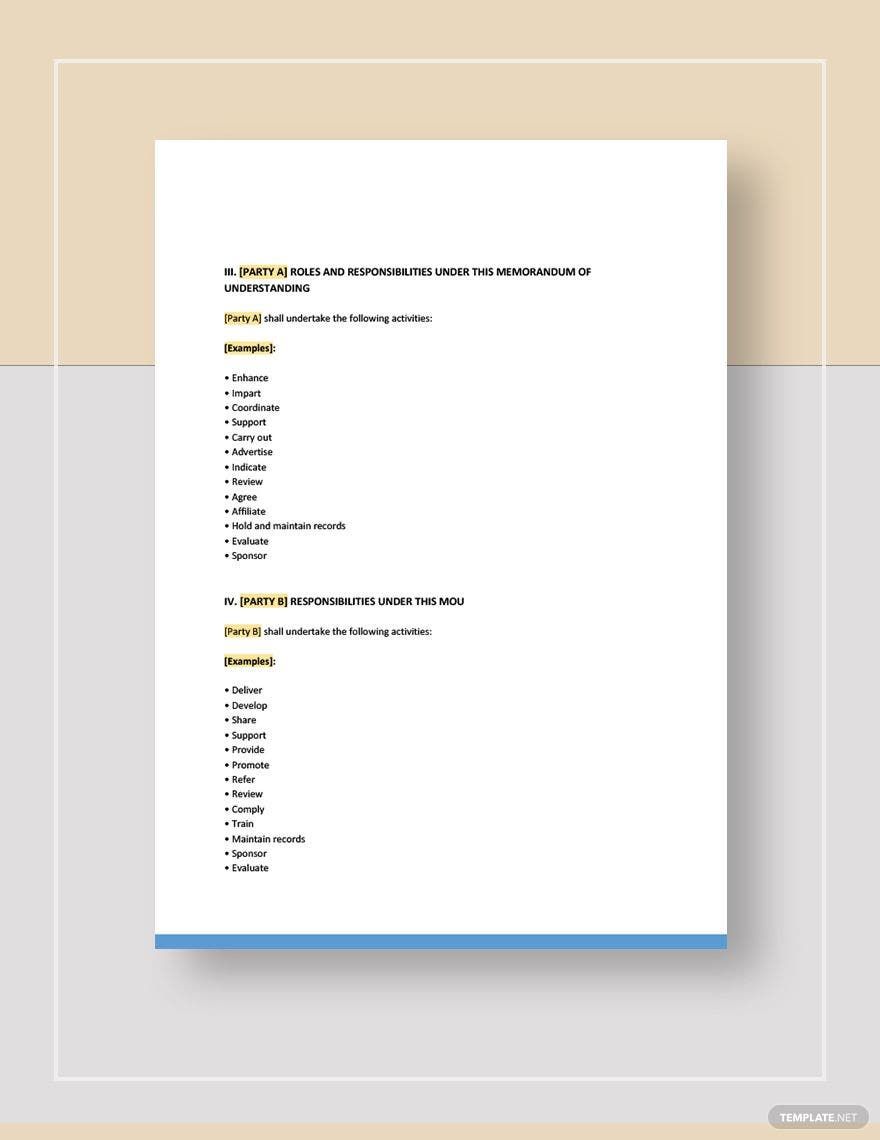 Sample Memorandum of Understanding Template in Word, Google Docs, Apple Pages