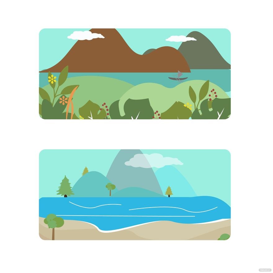 Cartoon Landscape Vector in Illustrator, EPS, SVG, JPG, PNG