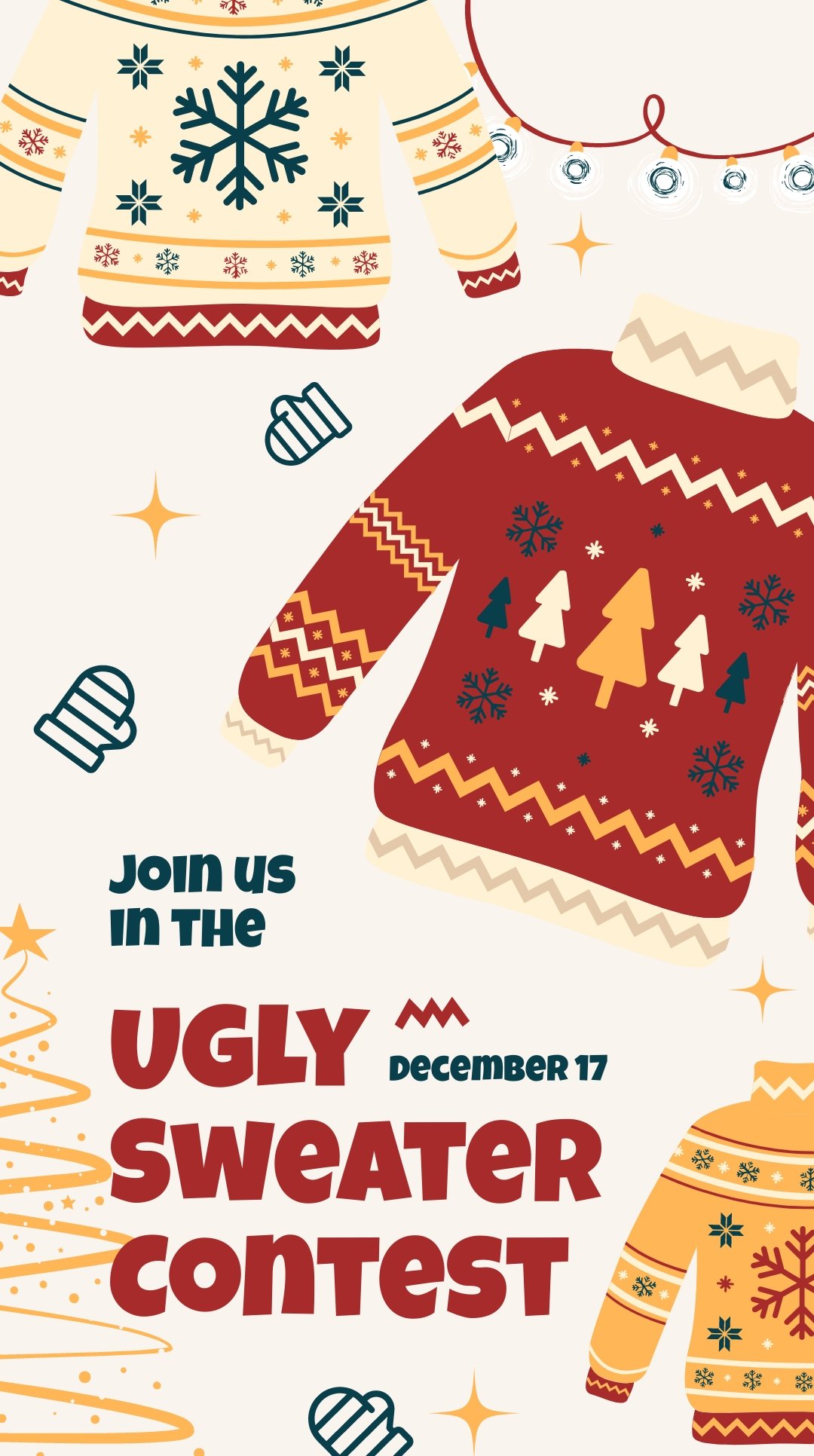 Free Ugly Sweater Contest Whatsapp Post Template