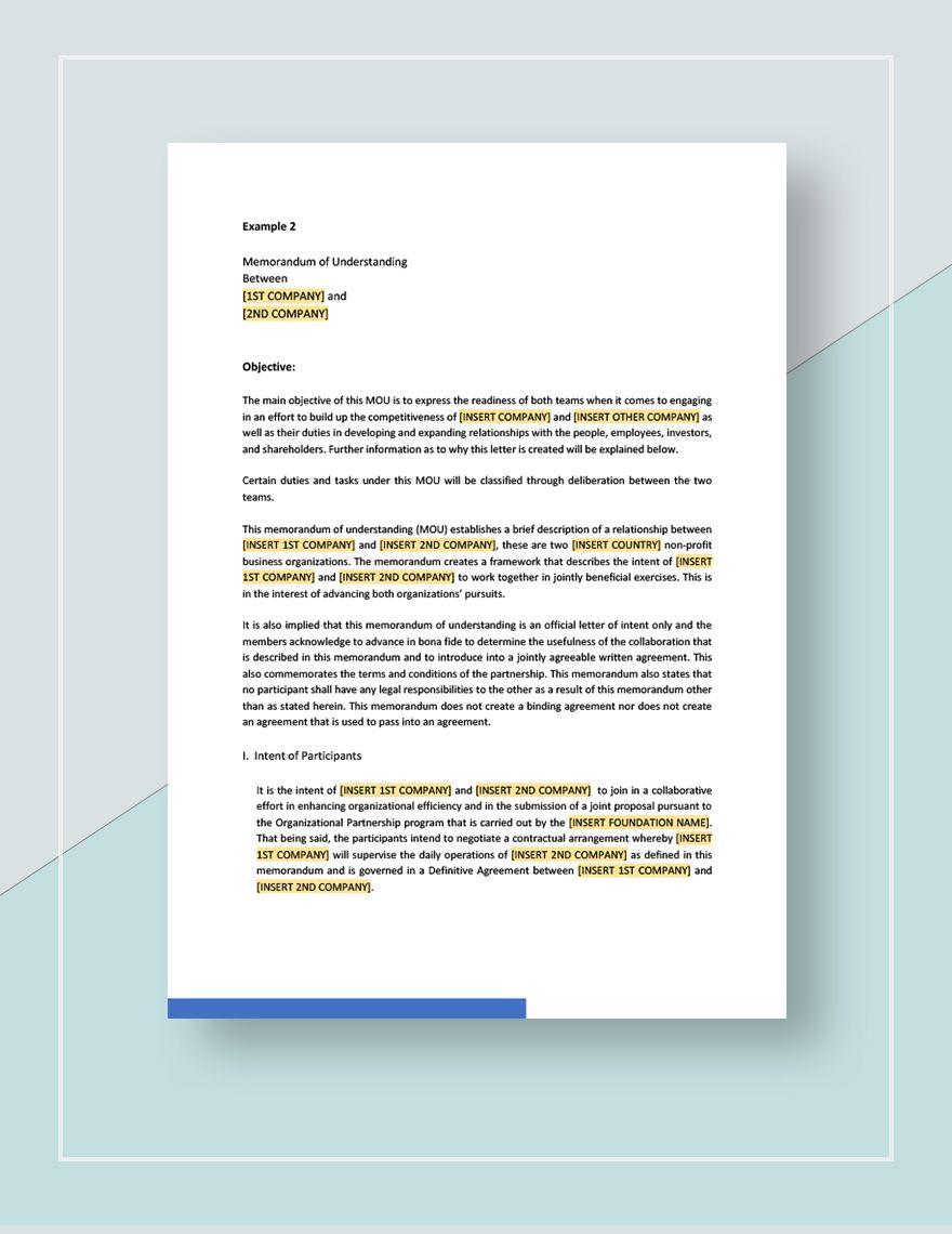 Memorandum of Understanding Template - Google Docs, Word, Apple Pages ...