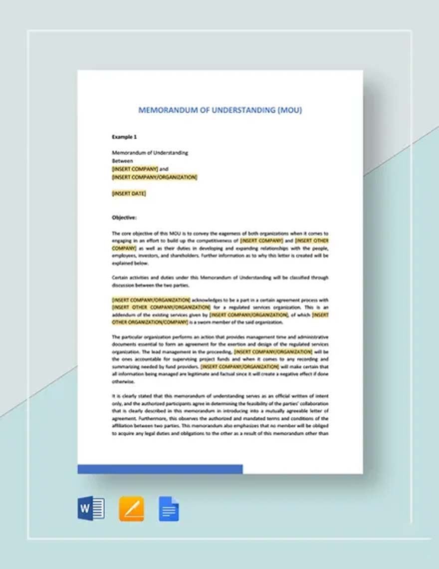 Memorandum of Understanding Template in Word, Google Docs, Apple Pages