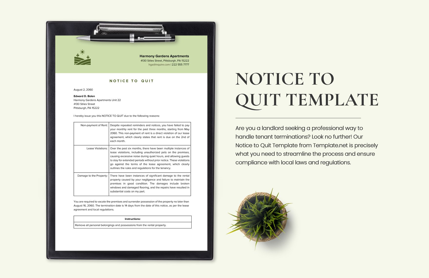 Notice to Quit Template