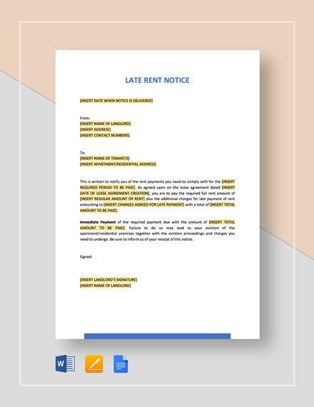 11+ Late Rent Notices - PDF, Google Docs, MS Word, Apple Pages