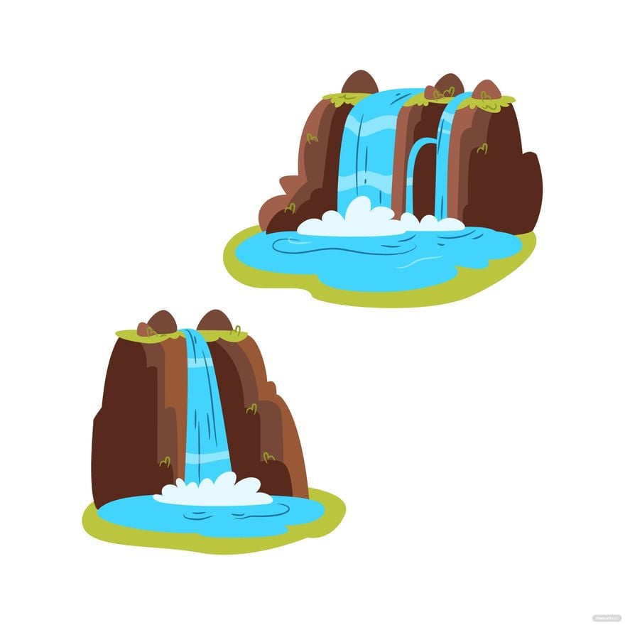 Water Fall Vector in Illustrator, EPS, SVG, JPG, PNG