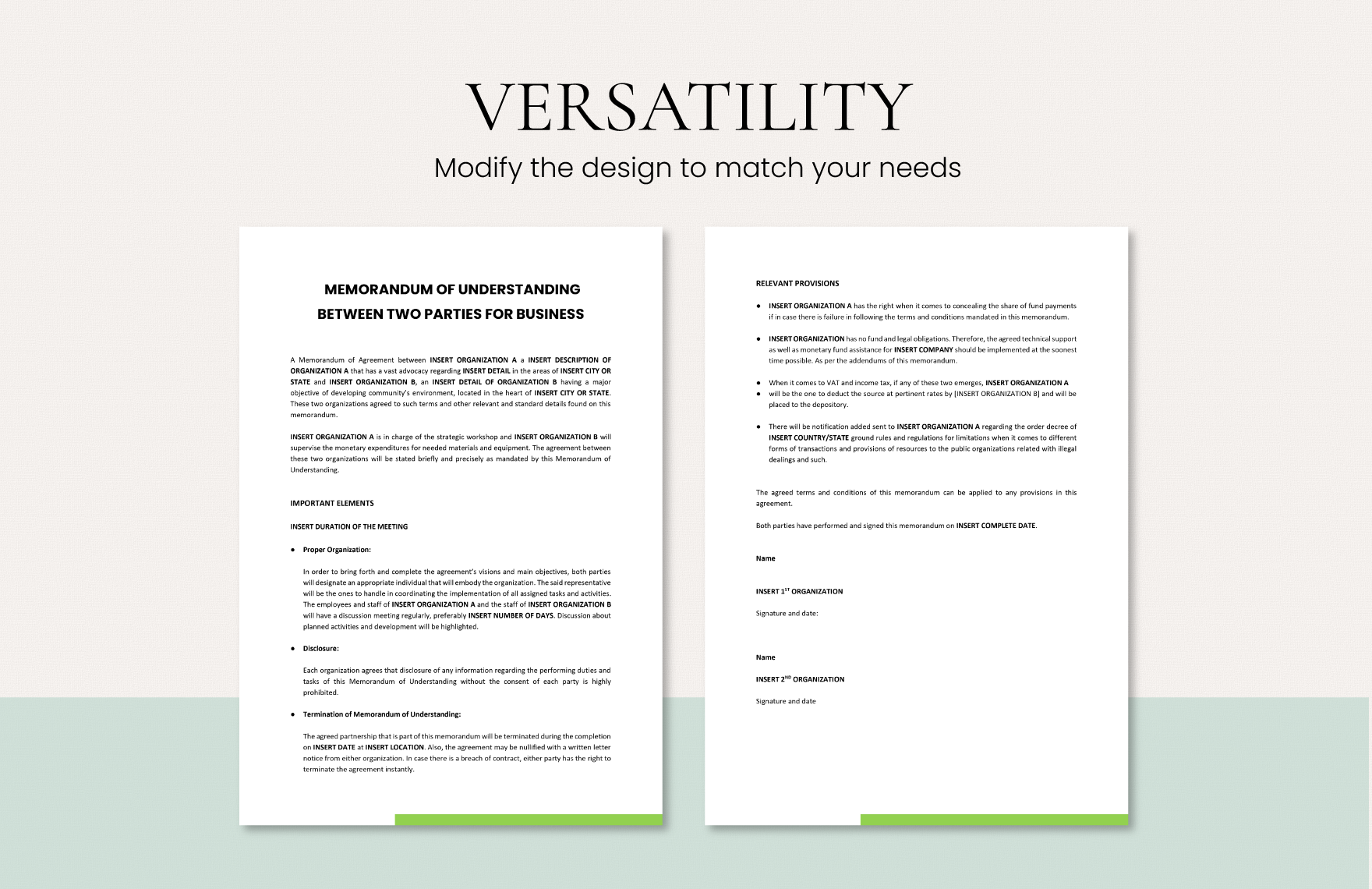 Memorandum Of Understanding Between Two Parties For Business Template ...