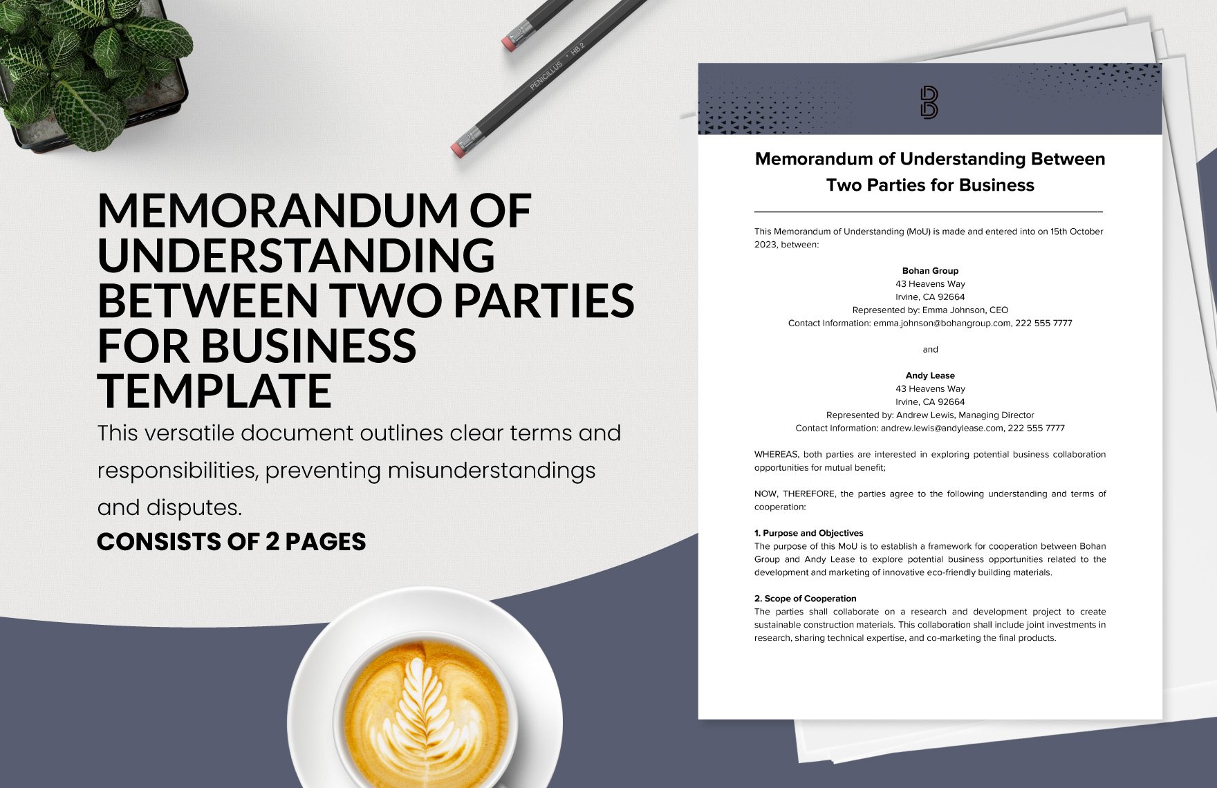 Memorandum of Understanding Between Two Parties for Business Template