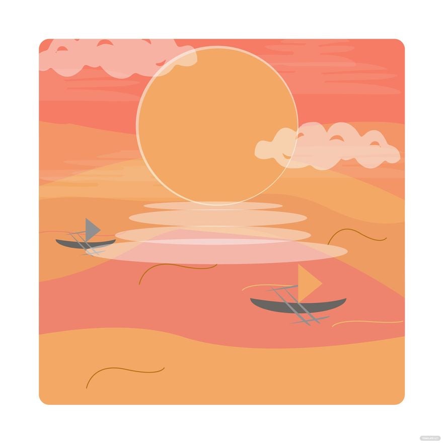 Sunset Water Vector in Illustrator, EPS, SVG, JPG, PNG