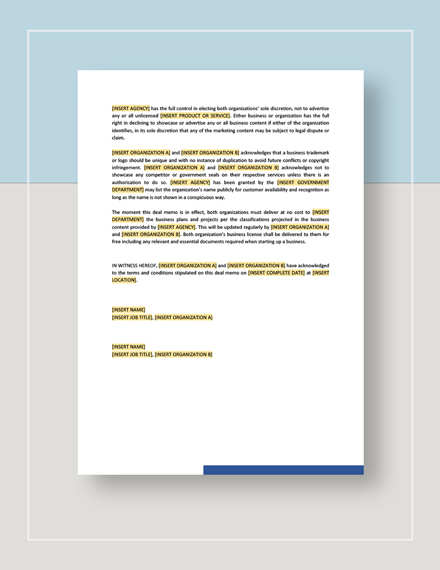 Sample Deal Memo Template - Word (DOC) | Apple (MAC) Pages ...