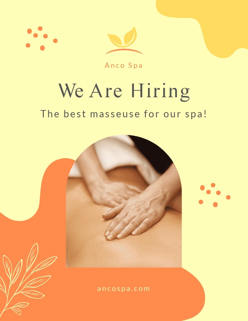 Massage Recruitment/ Hiring Flyer Template