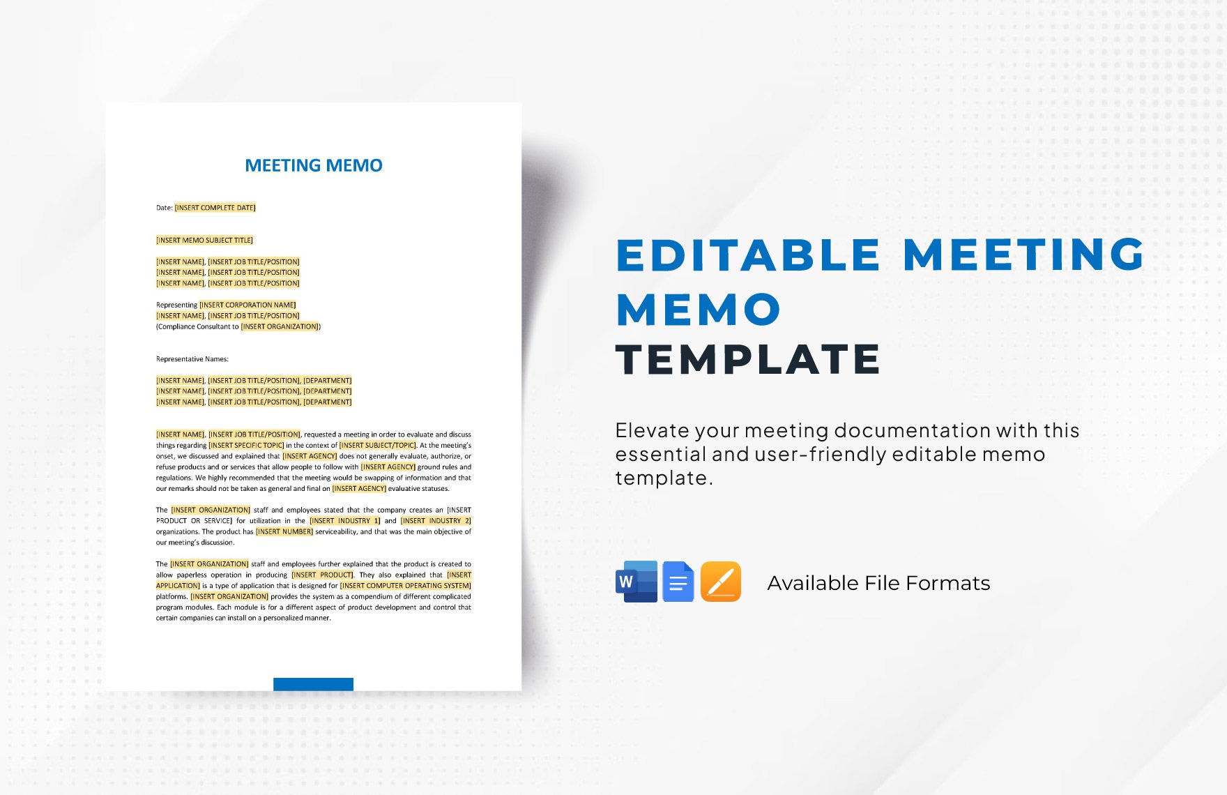 Editable Meeting Memo Template