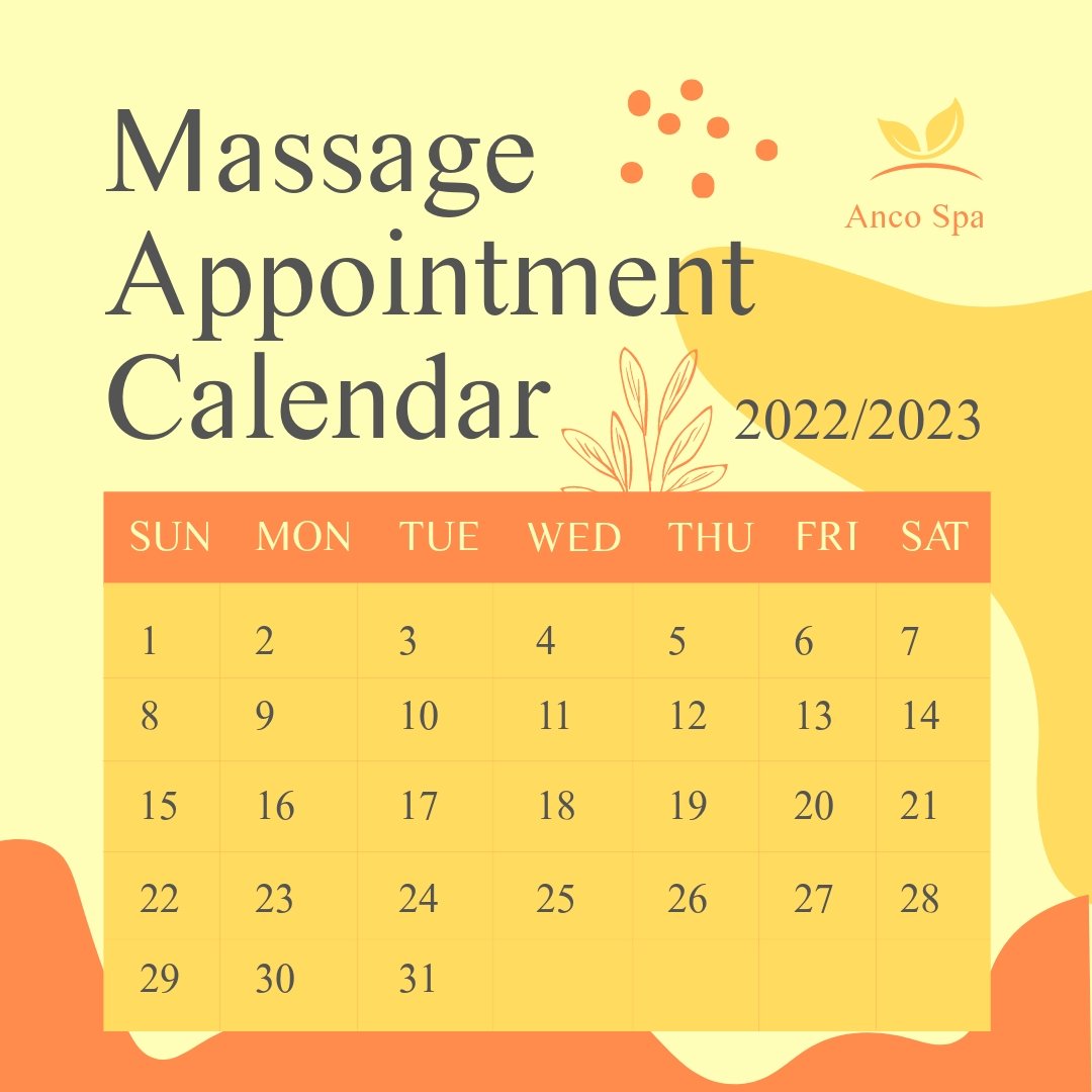 Massage Appointment Calendar Post, Instagram, Facebook Template
