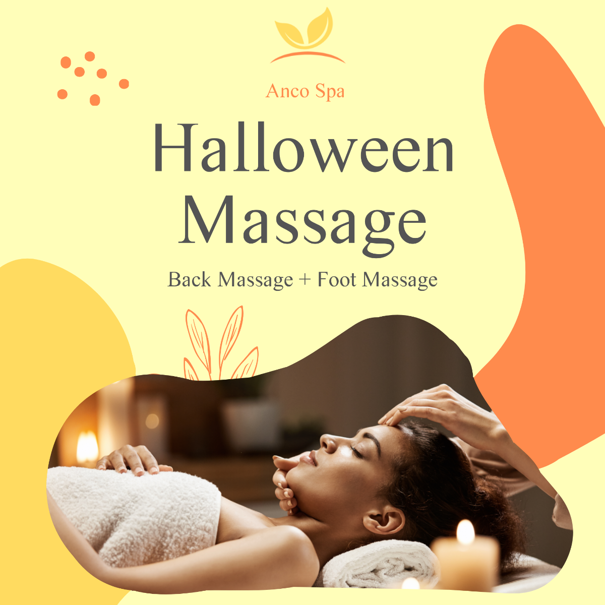 Halloween Massage Promotion Post, Instagram, Facebook Template - Edit Online & Download