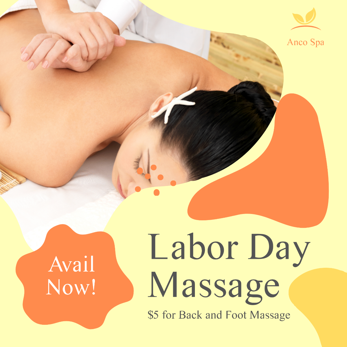 Labor Day Massage Promotion Post, Instagram, Facebook Template  - Edit Online & Download