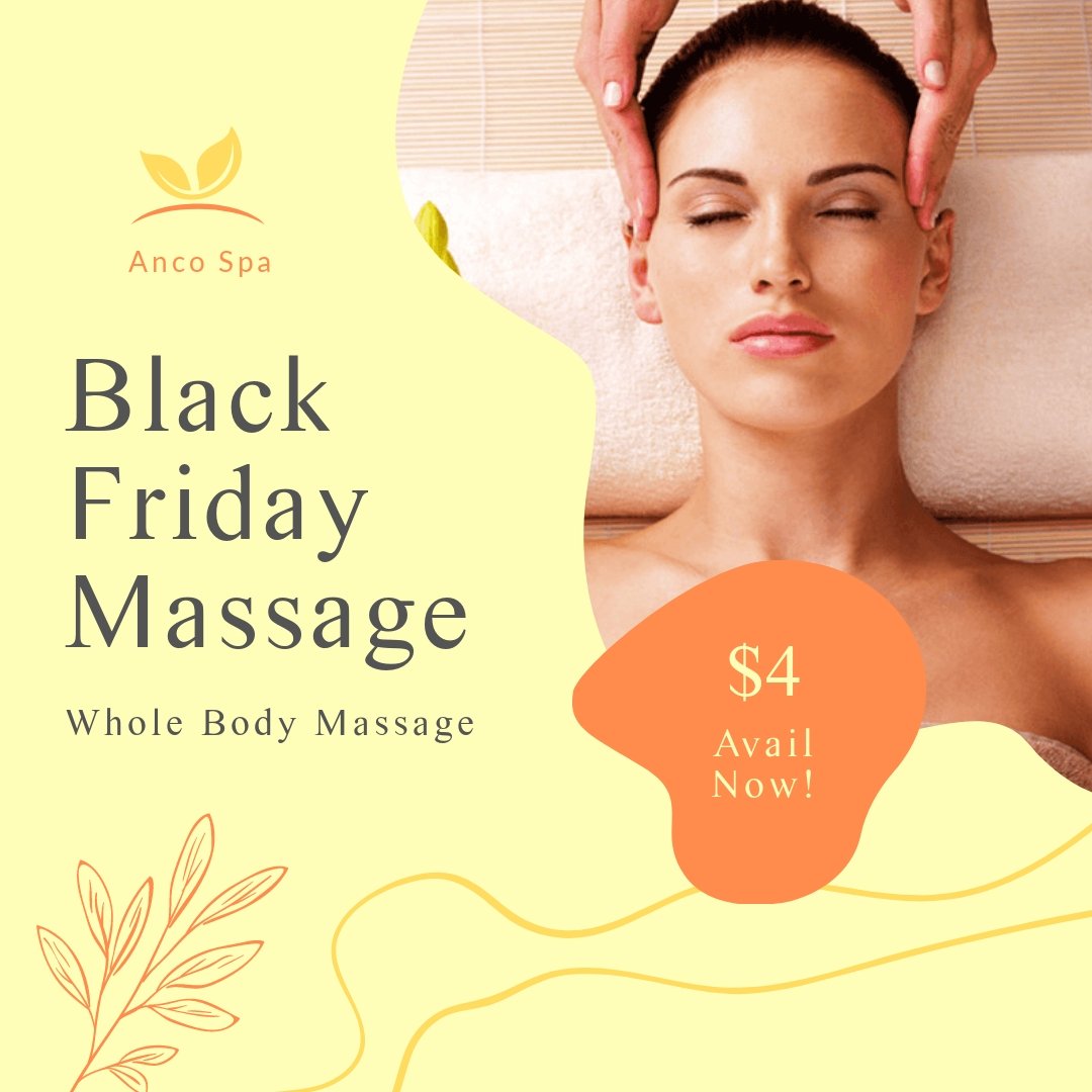 Black Friday Massage Promotion Post, Instagram, Facebook Template