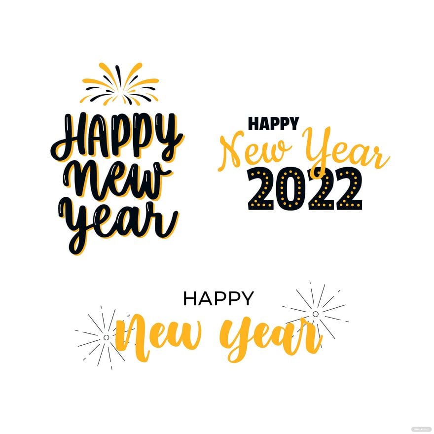Free Happy New Year Typography Vector