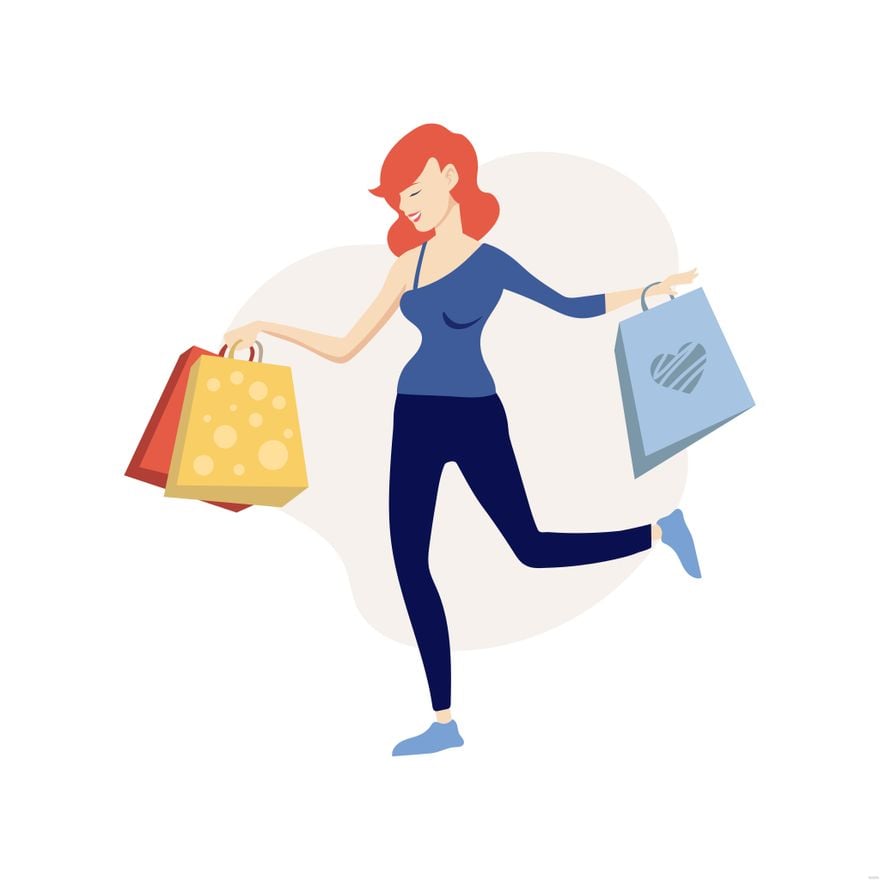 Free Woman Shopping Illustration