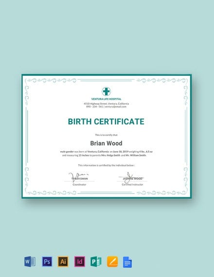 Free Birth Certificate Template