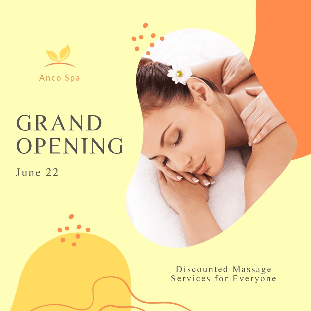 Massage Center Grand Opening Post, Instagram, Facebook Template