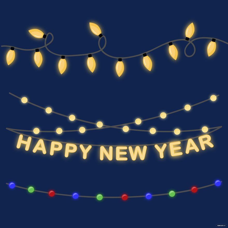 New Year Lights Vector in Illustrator, EPS, SVG, JPG, PNG