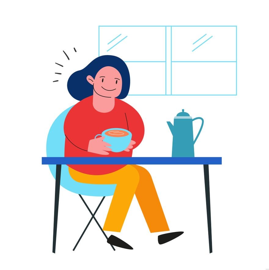 Woman Drinking Coffee Illustration