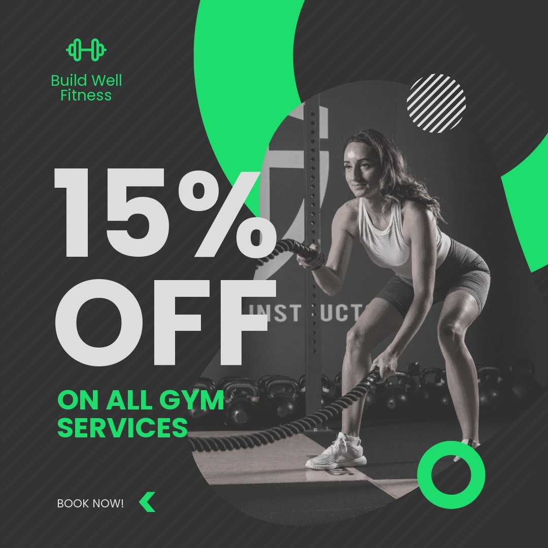 Free Fitness Centre Offer Post, Instagram, Facebook Template