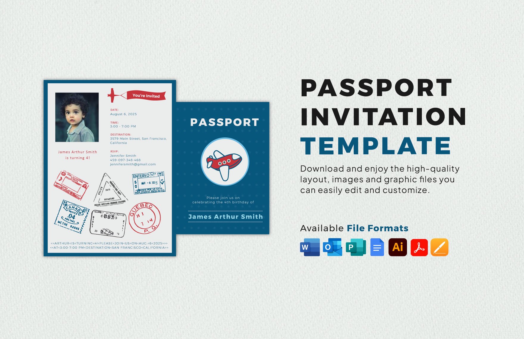 Passport Invitation Template in Word, Google Docs, PDF, Illustrator, Apple Pages, Publisher, Outlook