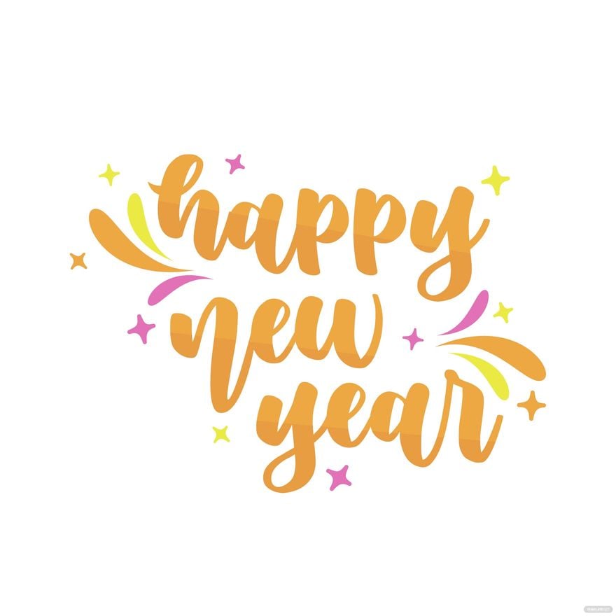 Happy New Year Lettering Vector