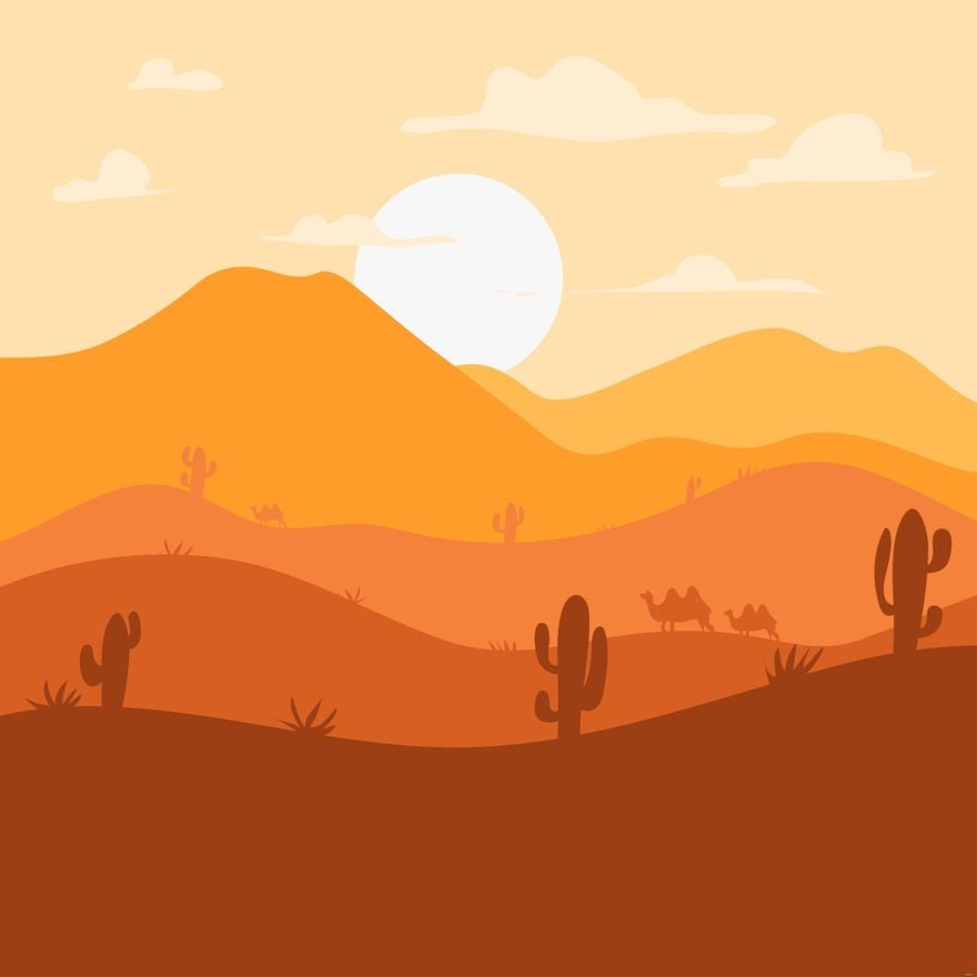 Desert Illustration in Illustrator, EPS, SVG, JPG, PNG