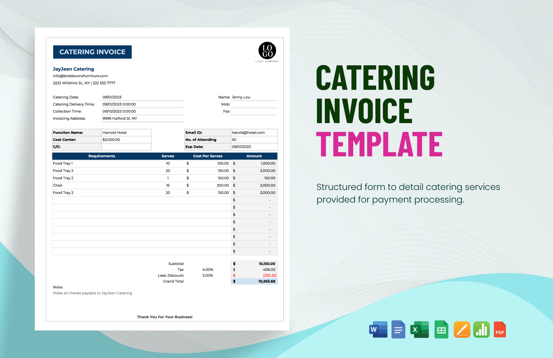 Catering Invoice Template