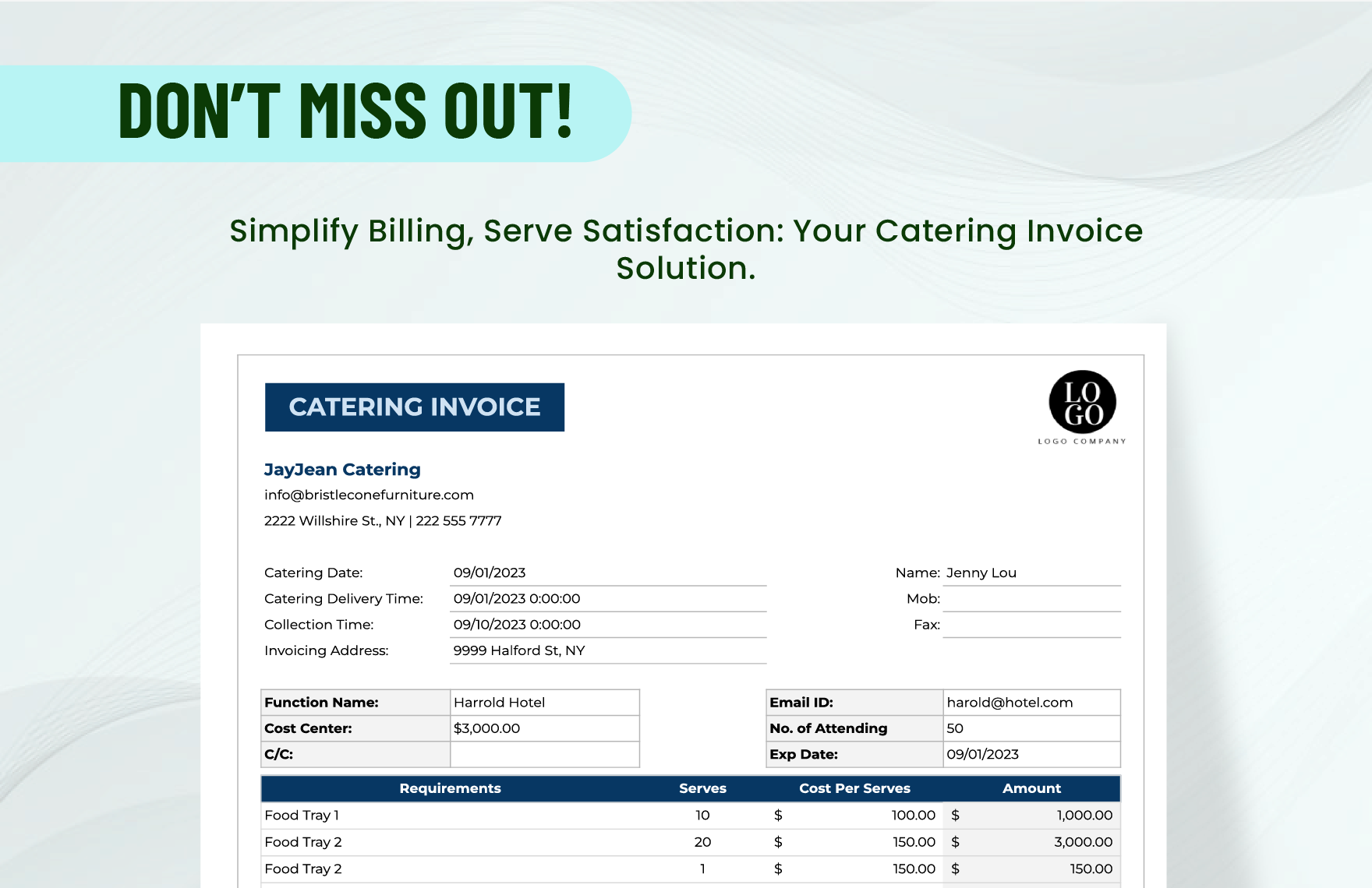 Catering Invoice Template