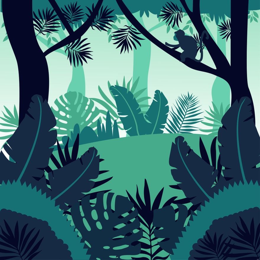 Rainforest Illustration in Illustrator, EPS, SVG, JPG, PNG
