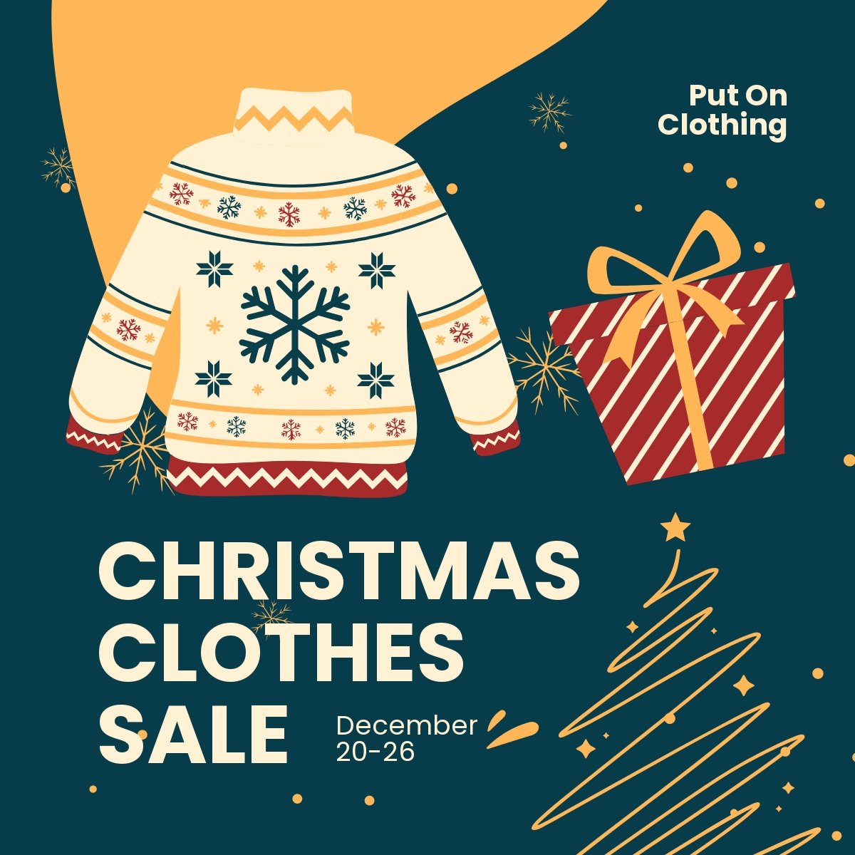 Free Christmas Clothes Sale LinkedIn Post Template