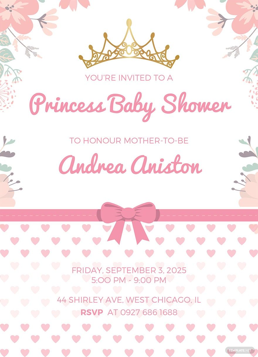 Free Downloadable Princess Baby Shower Invitation Template