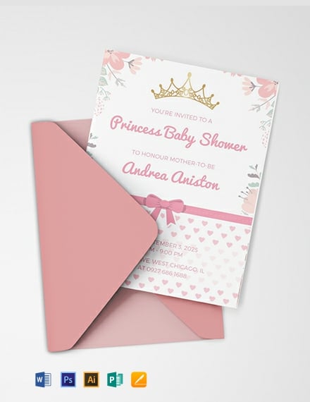 free princess baby shower invitation template 440x570